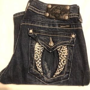 Miss Me boot cut low rise dark blue jeans
